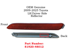 OEM Toyota Avalon Grand Highlander Rav4 Sienna LH Left Rear Bumper Refle... - $461.39 MXN
