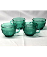 Vintage Tiara Glass SANDWICH SPRUCE GREEN Coffee Tea Cup Mug  - RARE Set... - €15,08 EUR