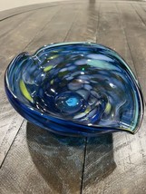 Royal Sealy Cobalt Confetti Glass Bowl Japan Art Glass Hand Blown - $39.59