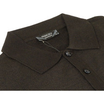 Mens PRINCELY Soft Merinos Wool Sweater Knits Lightweight Polo 1011-40 Brown image 2