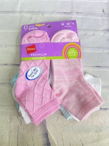 Primary image for Hanes Girls Premium Comfort Soft Ankle EZ Sort Socks 6 Pairs Size M 10.5-4 NEW