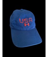 Under Armour USA Baseball Hat Ball Cap Blue Stitched Spell Out Olympics ... - $18.49
