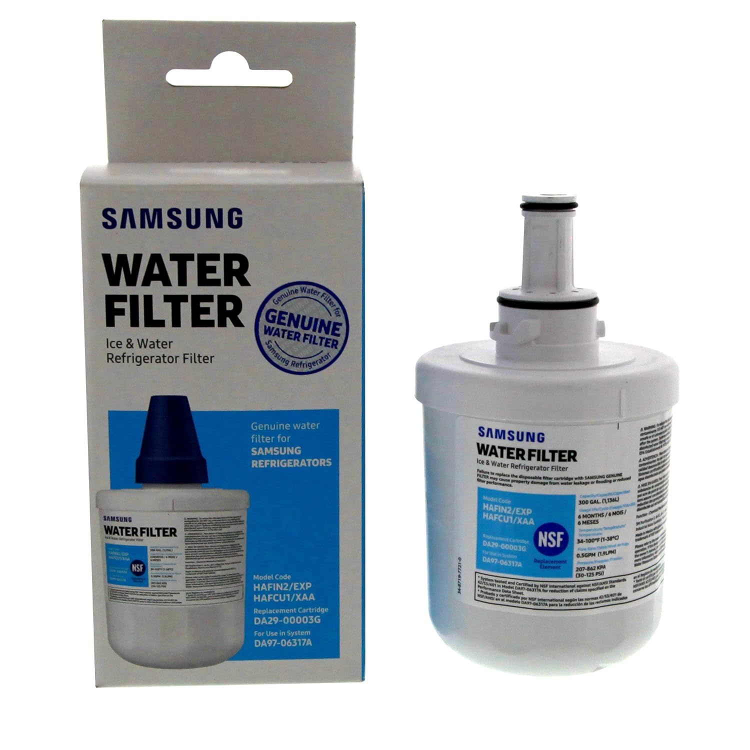 Primary image for SAMSUNG Genuine Filter for Refrigerator Water and Ice, Carbon Block Filtration f