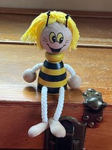 Slovenian Black &amp; Yellow Wood Bee Girl w Yellow Hair &amp; Rope Limbs Figurine – - £7.62 GBP