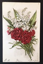 Antique Embossed Floral PC Roses and Baby&#39;s Breath Flowers Posted 1909 #1081 - £5.47 GBP
