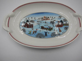 GORGEOUS Villeroy &amp; Boch Luxembourg Naif Christmas 10-Inch Handled Platter Tray  - £21.22 GBP