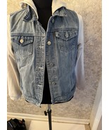 Allegra K Jacket Women’s Half Denim Jean And Hoodie White Sweater Button... - €12,89 EUR