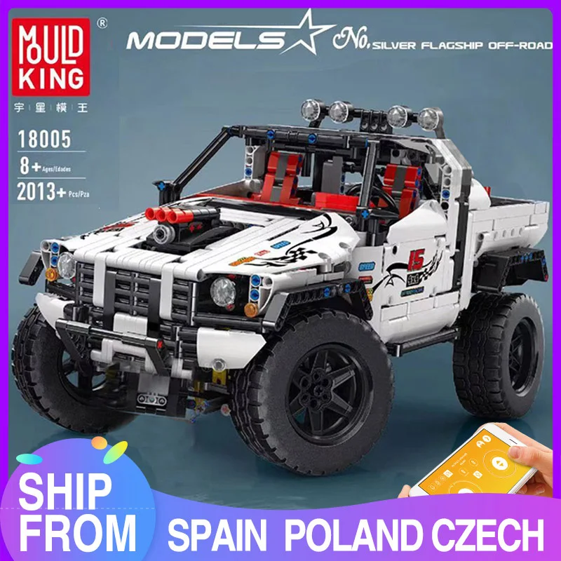 MOULD KING 18005 Technical Pick Up Truck MOC-2412 APP Motorized Silver Flagship - £204.78 GBP