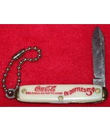 Vintage COCA COLA In Bottles 5 Cents Keychain Single Blade Folding Pocke... - $544.79 MXN