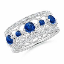 ANGARA Art Deco Inspired Graduated Sapphire and Diamond Ring in 14K Gold - £1,636.25 GBP