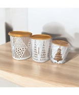 Tupperware Christmas Canisters Set 3 Holiday Treeful Tidings Gold White ... - €29,78 EUR
