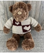 Gund Heads &amp; Tales Bear 16 Knitted Sweater With Hearts  16&quot; - £20.57 GBP