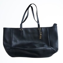 Coach City Saffiano Medium Sized Black Leather Tote Shoulder Bag Purse - £82.05 GBP