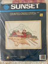 Vtg 1985 Sunset Counted Cross Stitch Country Barn 2952 Sealed Kit 11"x14"  - $17.99