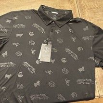 Swannies Golf Print Polo Mens Size L Black All Over Print- NWT - £26.03 GBP