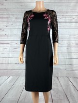Thalia Sodi Embroidered Floral Lace Sleeve Midi Sheath Dress Nwot Xs - £17.74 GBP