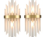 HOLKIRT Modern Gold Wall Sconces Set of Two Crystal Wall Sconce 2-Light ... - $235.99