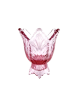 Vintage Fenton Cranberry Pink Art Glass Tulip Two Way Candle Votive Holder - £14.98 GBP
