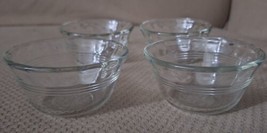 Vtg 4 Pyrex 463 Scalloped 3 Ring Clear Glass Dessert Cups Bowls 6 oz 2&quot;H, 4&quot; DIA - £8.11 GBP