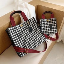 Fashion Women  Bag Linen Knit Houndstooth Print  Female Handbags and Purses Shop - £149.60 GBP
