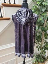 LOGO by Lori Goldstein Womens Purple Sleeveless Drawsting Hooded Vest Si... - £27.65 GBP
