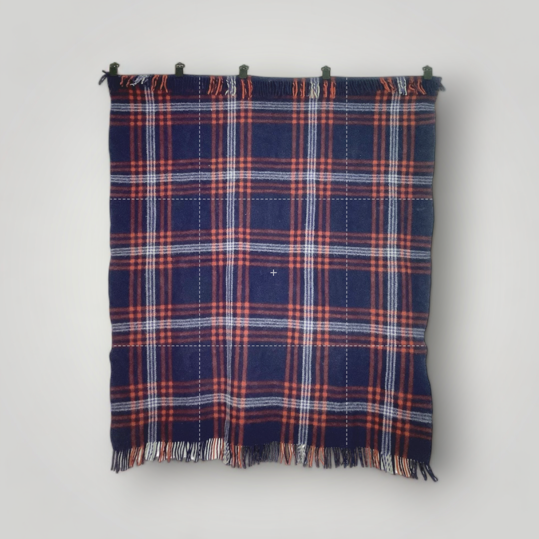  Vtg Antique Pendleton Cayuse Indian Blanket Plaid Fringe Red Blue White 1920s - £266.47 GBP