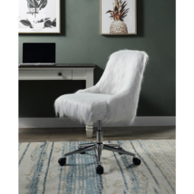 ACME Arundell II Office Chair, White Faux Fur & Chrome Finish - $447.99