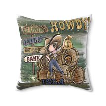 Personalised Polyester Square Pillow, Howdy Cowgirl (20&quot;x20&quot;, Brown Hair... - £24.00 GBP