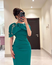 Cha Chang Elegant Bride Mother Dress Green Cloak Dress Flower Embroidery... - $108.00
