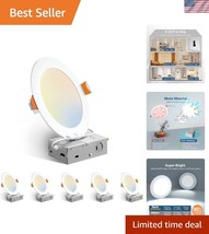Energy Star Certified 6 Pack 12W Ultra-Thin LED Recessed Lights, Easy In... - $60.00