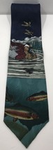 Field Wear Ducks &amp; Fish Necktie 57&quot;LX3.78&quot;W Made In Usa - £10.65 GBP