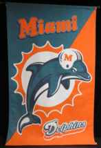 Vintage Hanging Miami Dolphins Banner 28x43 Cotton Made In USA Cushion Craft - £35.57 GBP