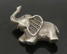 925 Sterling Silver - Vintage Elephant Animal Motif Oxidized Brooch Pin - BP8287 - £49.09 GBP