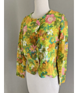 vtg 60&#39;s Cropped Top Jacket Neon bright flower power hippie boho xs-s - $846.75 MXN