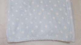 Blue White dots baby blanket soft lightweight plush S.L. HOME FASHIONS INC. - £15.78 GBP