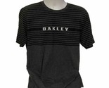 Men&#39;s Oakley Center Logo Striped Custom Fit T-Shirt Size XXL 2XL Black Gray - $13.20