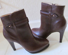TALBOTS Ankle Boots Booties Leather Hi Heel Zip BRAZIL Platform 10.5M $2... - $48.95