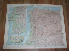 1956 Vintage Map Of Northwestern Spain Galicia / Portugal / Scale 1:1,250,000 - £25.52 GBP