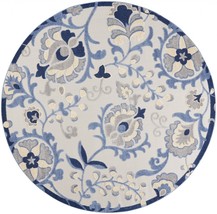 8 ft. Round Blue &amp; Gray Indoor &amp; Outdoor Area Rug - £190.43 GBP