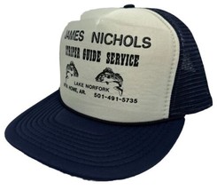 Vintage James Nichols Striper Guide Hat Cap Snap Back Blue Mesh Trucker Fishing - £15.81 GBP