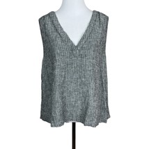 Marine Layer Tank Top Womens L Gray Pinstripe Linen Blend V-Neck Tory Sl... - £31.95 GBP