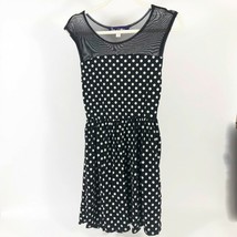 Blue Rain Black and White Polka Dot Dress with See Through Back Wms Medium - $12.86