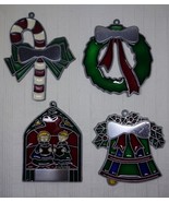 Vintage Leonard Acrylic Stained Glass Ornaments - Wreath, Bell, Carolers... - £15.73 GBP