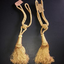 Heavy Tassel Curtain Tie Backs Set of 2 Gold 7.5&quot; Tassels 100% Rayon NWT - £9.57 GBP