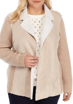 Alfred Dunner Eskimo Kiss Sherpa Lined Open Front Sweater Jacket 24W NWT... - $14.84