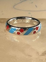Slender ring enamel mystery metal band size 5.75 women boys girls - $11.88