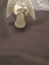 Porcelain Angel Christmas Ornament/Figurine with Harp Gold Trimmed - £7.38 GBP