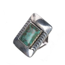 sz3.5 Vintage Native American silver green turquoise ring - $143.55