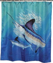 River&#39;s Edge Guy Harvey Marlin Shower Curtain Polyester Deep Sea Fishing NEW - £18.05 GBP