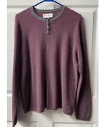 Lucky Brand Henley Long Sleeved Sweater Mens Size Medium Red Waffle Weave - £12.16 GBP